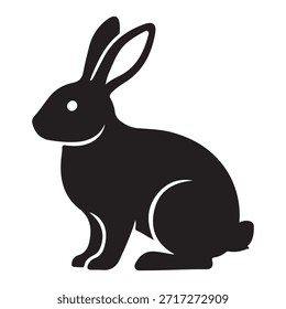 Vector de silueta de icono de conejo negro Diseño simple