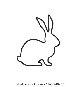 Icono de línea de conejo negro en fondo blanco - Vector