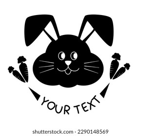 Black rabbit for logo making. Rabbit logo for products. Black rabbit and carrot.