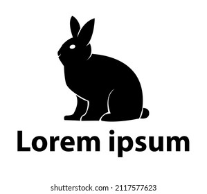 black rabbit shadow logo vector