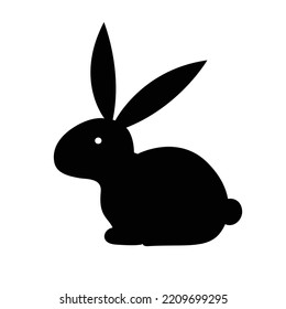 Black Rabbit Silhouette isolated on a White Background