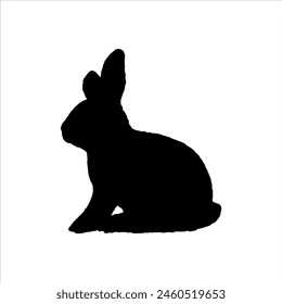 Black rabbit silhouette isolated on white background. Rabbit icon vector illustration design.