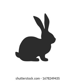 Black Rabbit Silhouette On White Background - Vector