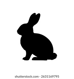 Black rabbit silhouette silhouette vector flat illustration on white background.