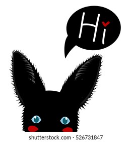 Black Rabbit Sneaking. Greeting Card Halloween Day. Vector Illustration. isolated on White Background