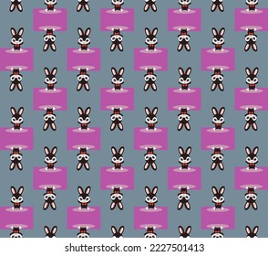 Black Rabbit, symbol of the year 2023 according to the Eastern calendar, seamless pattern, Chinese new year