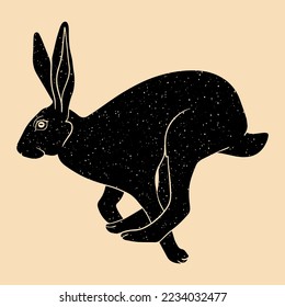 Black Rabbit. Vector illustration in a minimalist style. Graphic element for design, print, logo