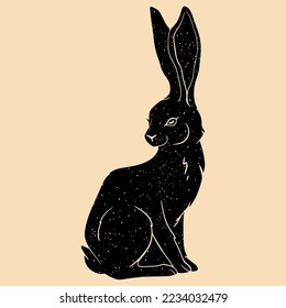 Black Rabbit. Vector illustration in a minimalist style. Graphic element for design, print, logo