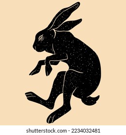 Black Rabbit. Vector illustration in a minimalist style. Graphic element for design, print, logo