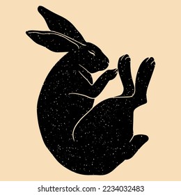 Black Rabbit. Vector illustration in a minimalist style. Graphic element for design, print, logo