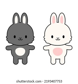 Black rabbit and white rabbit character.