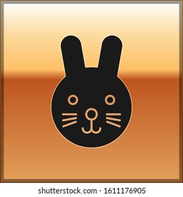 Black Rabbit zodiac sign icon isolated on gold background. Astrological horoscope collection.  Vector Illustration