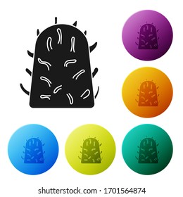 Black Rabies virus disease microorganisms icon isolated on white background. Set icons in color circle buttons. Vector Illustration