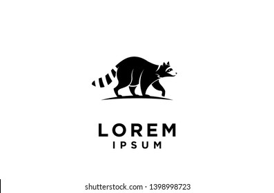 Black raccoon logo icon design.  Vector illustration silhouette.