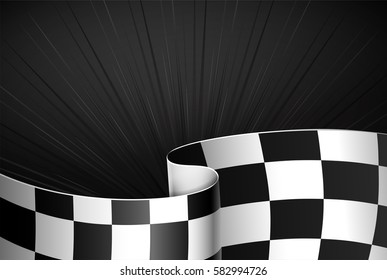 Black racing background, sport banner. Checker flag. eps10