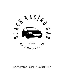 Black Racing Car Vintage Logo Design