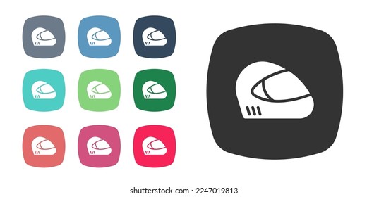 Black Racing helmet icon isolated on white background. Extreme sport. Sport equipment. Set icons colorful. Vector