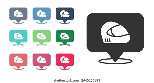 Black Racing helmet icon isolated on white background. Extreme sport. Sport equipment. Set icons colorful. Vector