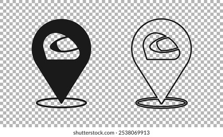 Black Racing helmet icon isolated on transparent background. Extreme sport. Sport equipment.  Vector