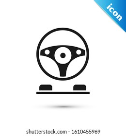Black Racing simulator cockpit icon isolated on white background. Gaming accessory. Gadget for driving simulation game.  Vector Illustration