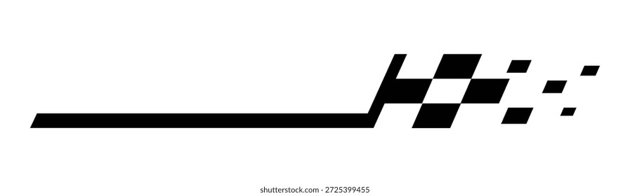 Linha de velocidade de corrida preta com efeito de movimento de bandeira quadriculada, gráfico de acento de automobilismo moderno para marca de carro, cartazes de corrida, cabeçalhos de esportes, promoções de esportes