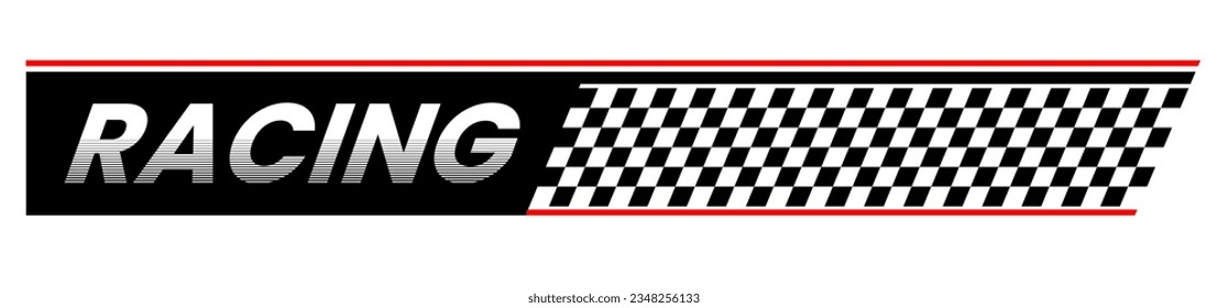 Black racing wings logo on white background. Motorsports concept Checkered flag racing. Vector illustration for design.