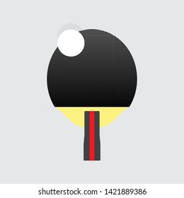 Black racket for playing table tennis. Illustration on grey background.
