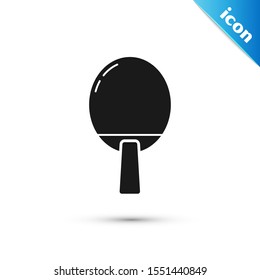Black Racket for playing table tennis icon isolated on white background.  Vector Illustration