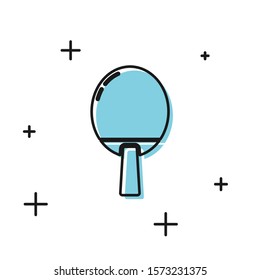 Black Racket for playing table tennis icon isolated on white background.  Vector Illustration