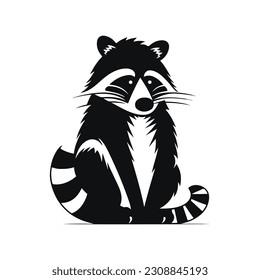 logotipo del vector racoon negro - negro y blanco . Dibujo abstracto Ilustración del vector