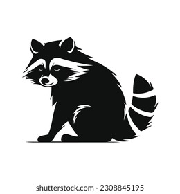 logotipo del vector racoon negro - negro y blanco . Dibujo abstracto Ilustración del vector