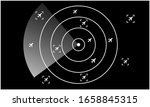 Black Radar Monitor. Air Traffic Control Radar screen and plane that is flying in the screen. illustration eps 10