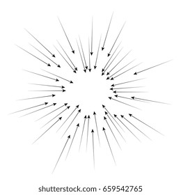black radial arrows on white. vector element for design