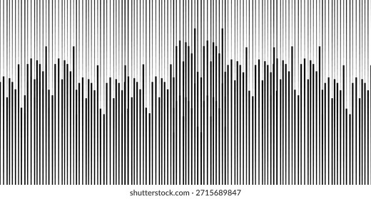 Schwarze radiale Comics-Linien, gerade vertikale Linien, einzeln auf weißem Hintergrund. Geschwindigkeit abstrakt. Vektorgrafik