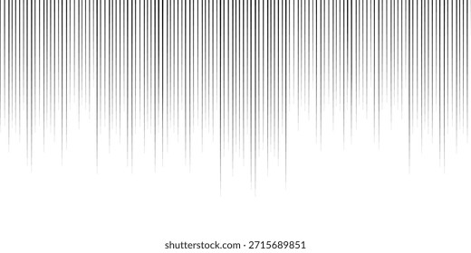 Líneas de estilo de cómics radiales negros, líneas rectas de Vertical, aisladas sobre fondo blanco. Velocidad abstracta. Ilustración vectorial