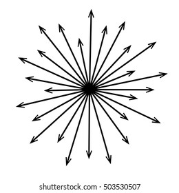 Black radial concentric arrows Sun ray or star burst elements Speed graphic texture Explosion vector illustration