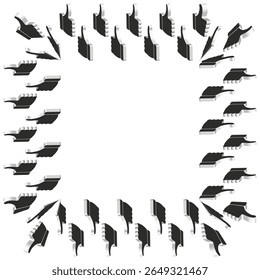 Zwarte radiale frames. Abstracte decoratieve elementen. Sunburst randpatroon. Vector starburst ontwerp.