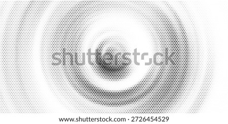 Black radial halftone circles. Dotted sound wave rings. Stippled epicenter, target, radar icon concept. Ripple concentric signal vibration element. Vector round dashed and dotted	