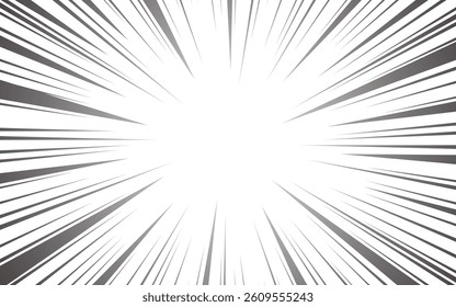 Black radial halftone comic style action lines isolated on white background. manga comic action design frame. Vector illustration