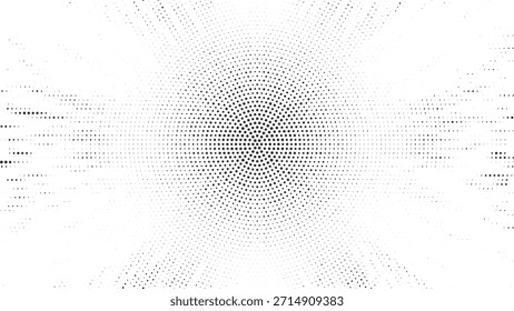 Black radial halftone explosion background for dynamic posters, motion graphics, abstract branding, modern digital design vector illustration