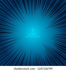 black radial lines for comic book on dark blue background. Manga speed frame. Vector illustration