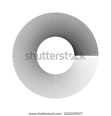 Black radial lines of different thickness, as a logo or abstract background. A rotating circle like a loading sign.