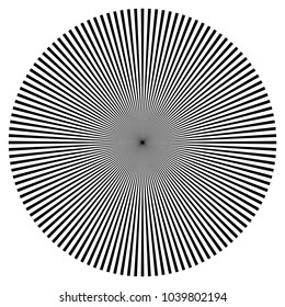 Black radial, radiating lines element on white