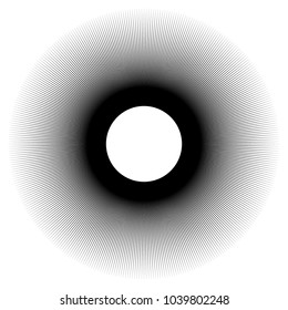 Black radial, radiating lines element on white
