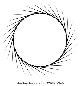 Black radial, radiating lines element on white