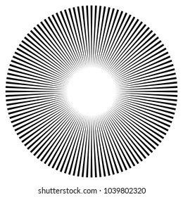 Black radial, radiating lines element on white