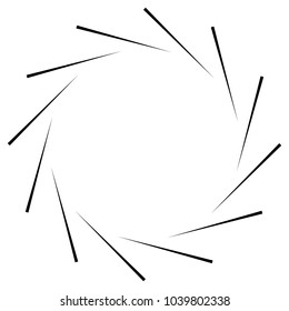 Black radial, radiating lines element on white
