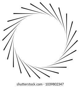 Black radial, radiating lines element on white