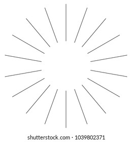 Black radial, radiating lines element on white