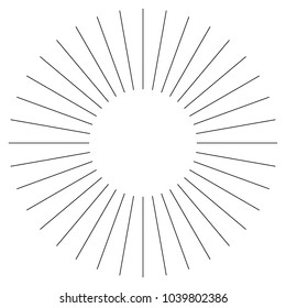 Black radial, radiating lines element on white
